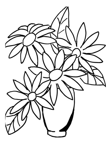 Flower Bouquet In A Vase  Coloring Page